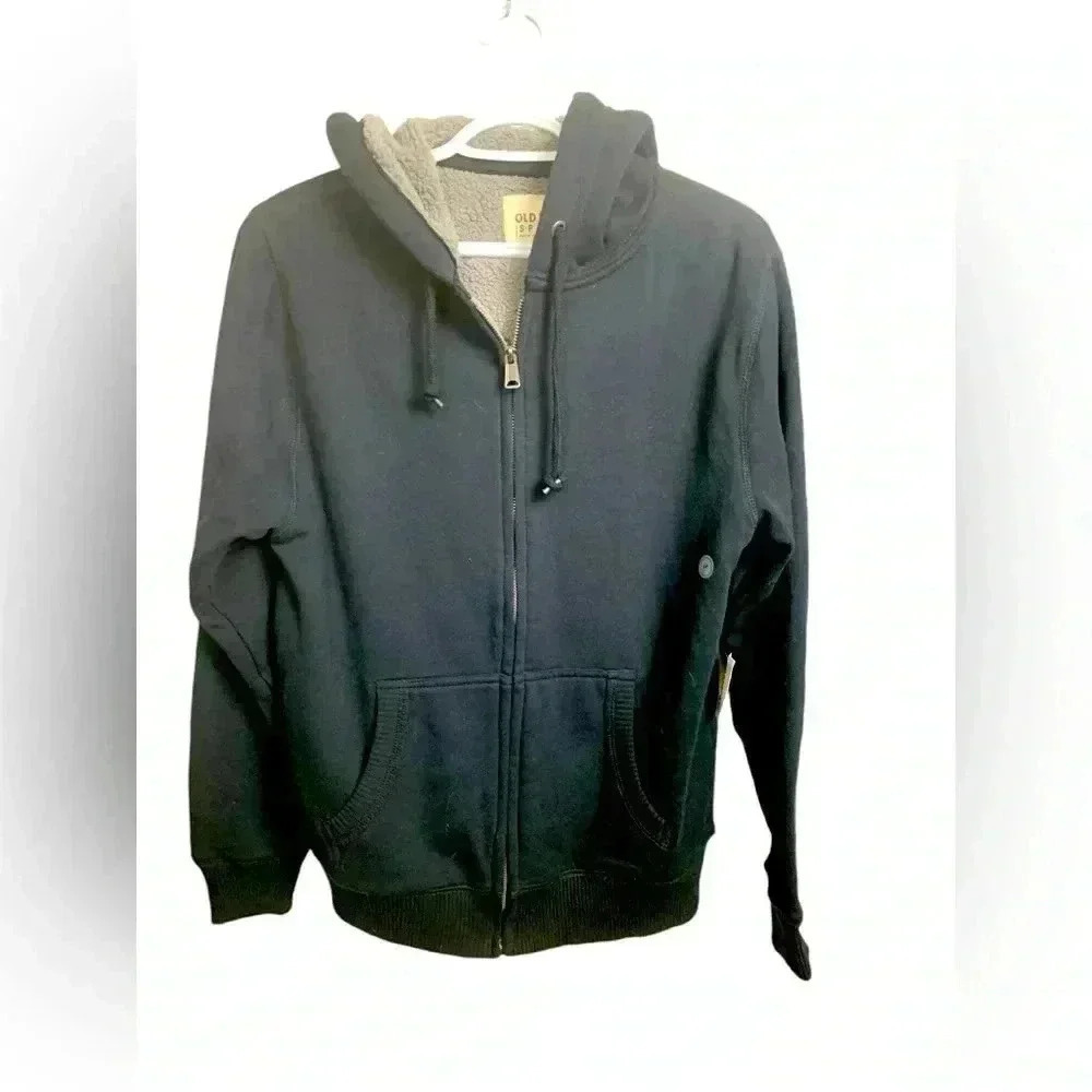 Old Navy NWT navy blue zip up thick hoodie with pockets, size small